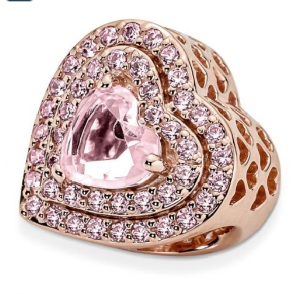 Pandora pink elevated heart charm - Picture 2 of 3
